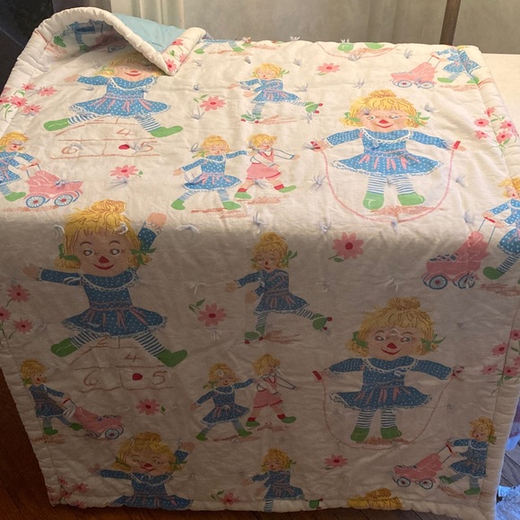 Homemade Other - Homemade Children's Playful Rag Doll Quilt with Blue and Pink Design